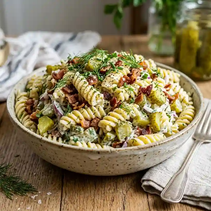 Dill Pickle Pasta Salad With Chicken Bacon