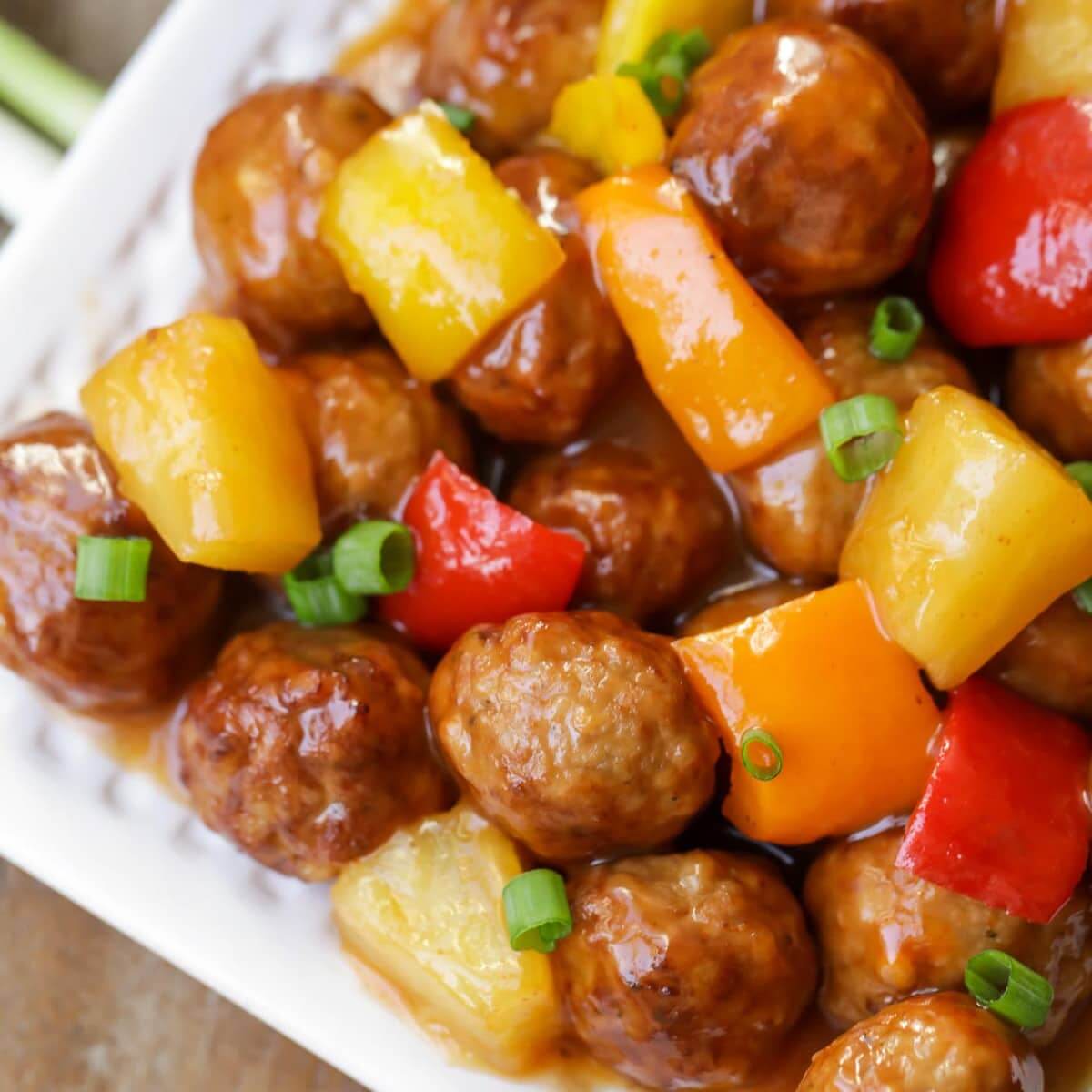 Sweet And Sour Meatballs With Pineapple Chunks