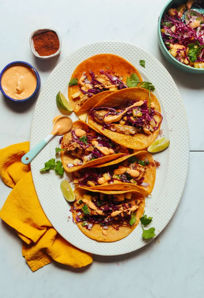 Grilled Fish Tacos With Pineapple Cabbage Slaw