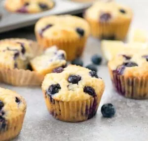 Keto Lemon Blueberry Muffins Coconut Flour