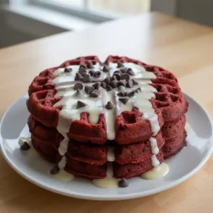 Red Velvet waffles with cake mix