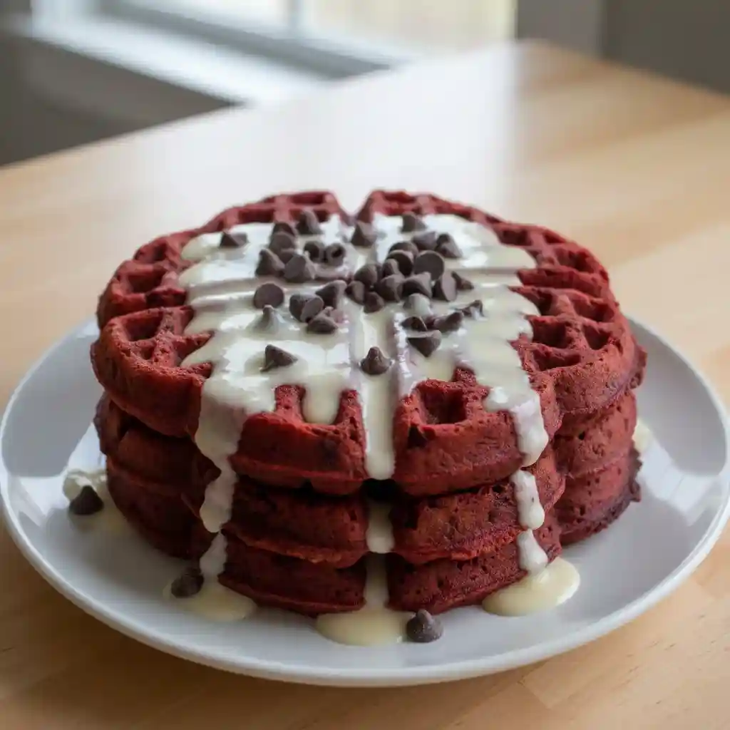 Red Velvet waffles with cake mix