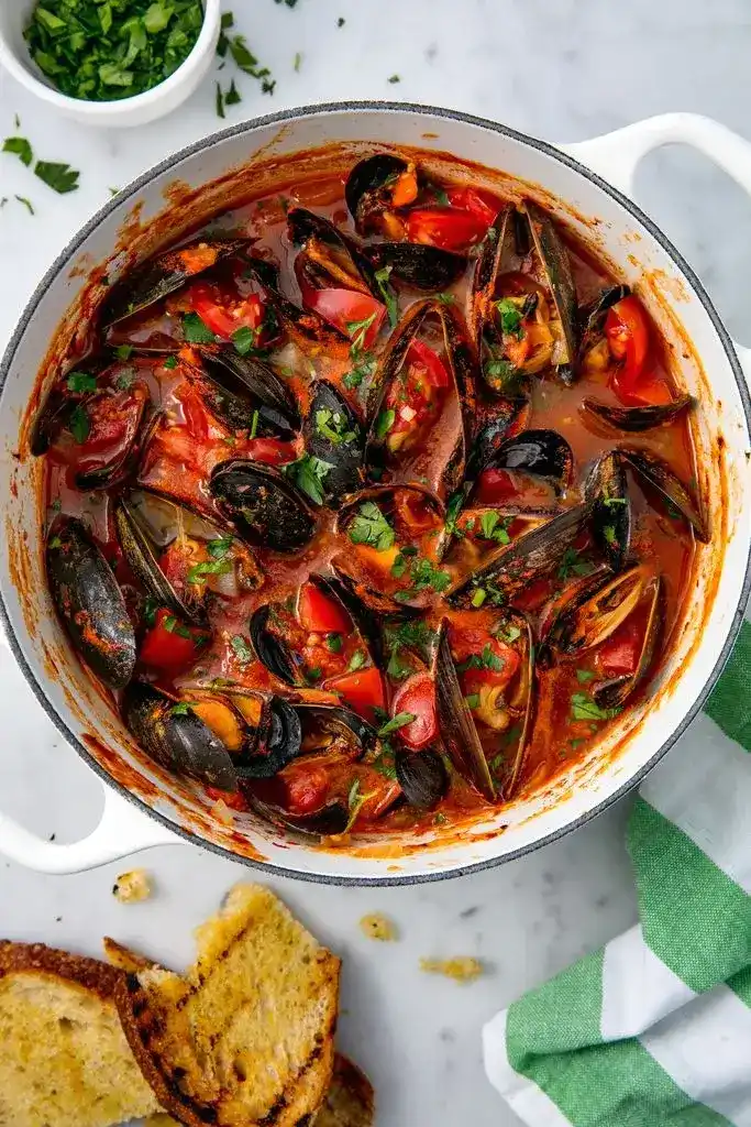 Steamed Mussels With Tomato-And-Garlic Broth
