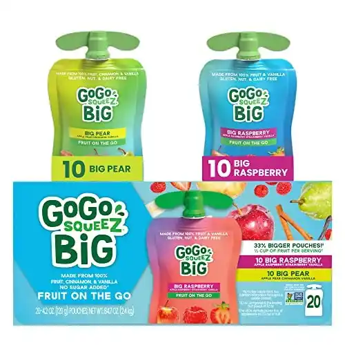 GoGo squeeZ BIG Variety Pack, BIG Pear & BIG Raspberry