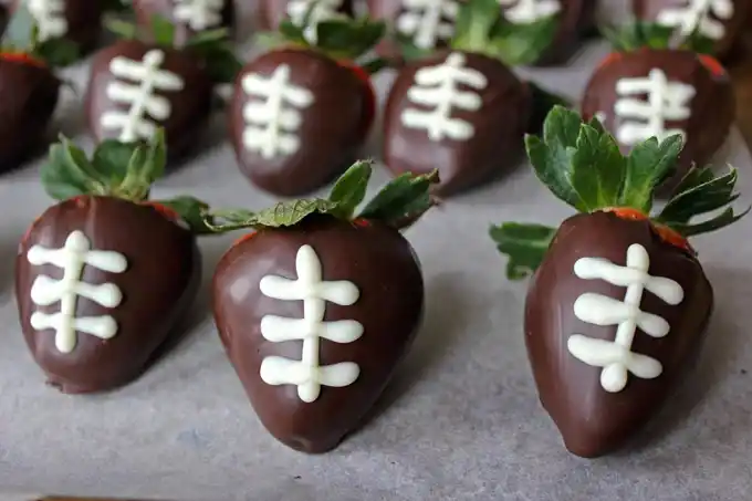 Chocolate football Covered Strawberries