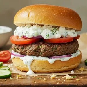 Lamb Burgers with Feta Tzatziki