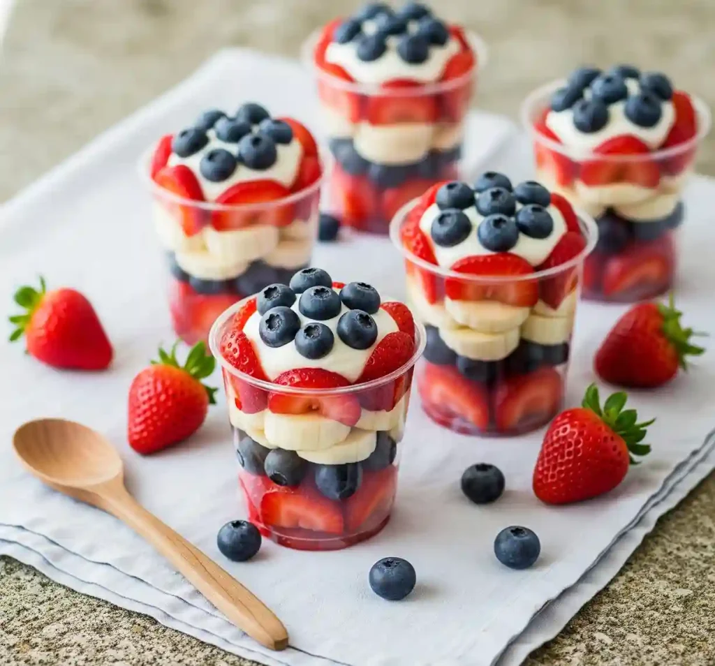 red white and blue Fruit Cups