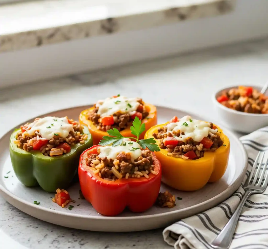 Stuffed Bell Peppers With Ground Beef