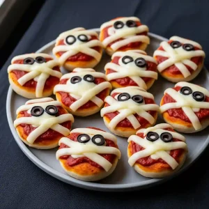 Halloween Mini Mummy Pizzas