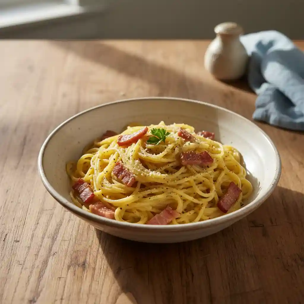 spaghetti carbonara with cream