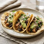 Baked Turkey and Black Bean Tacos with Avocado Sauce