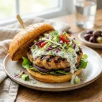 Juicy Greek Chicken Burgers with Tzatziki Slaw