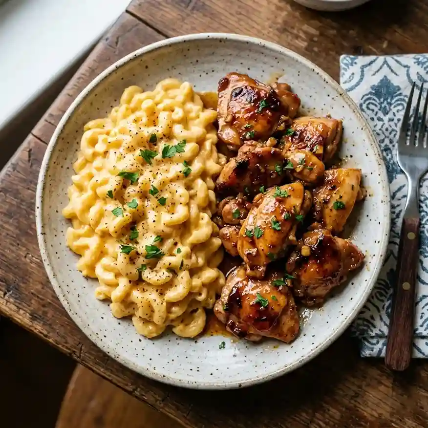 Honey Garlic Butter Chicken With Mac And Cheese