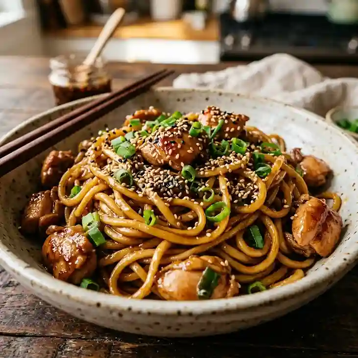 Sticky Garlic Chicken Noodles