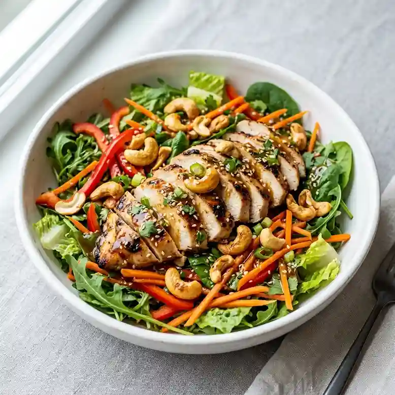 Chicken Cashew Crunch Salad With Sesame-Teriyaki Dressing
