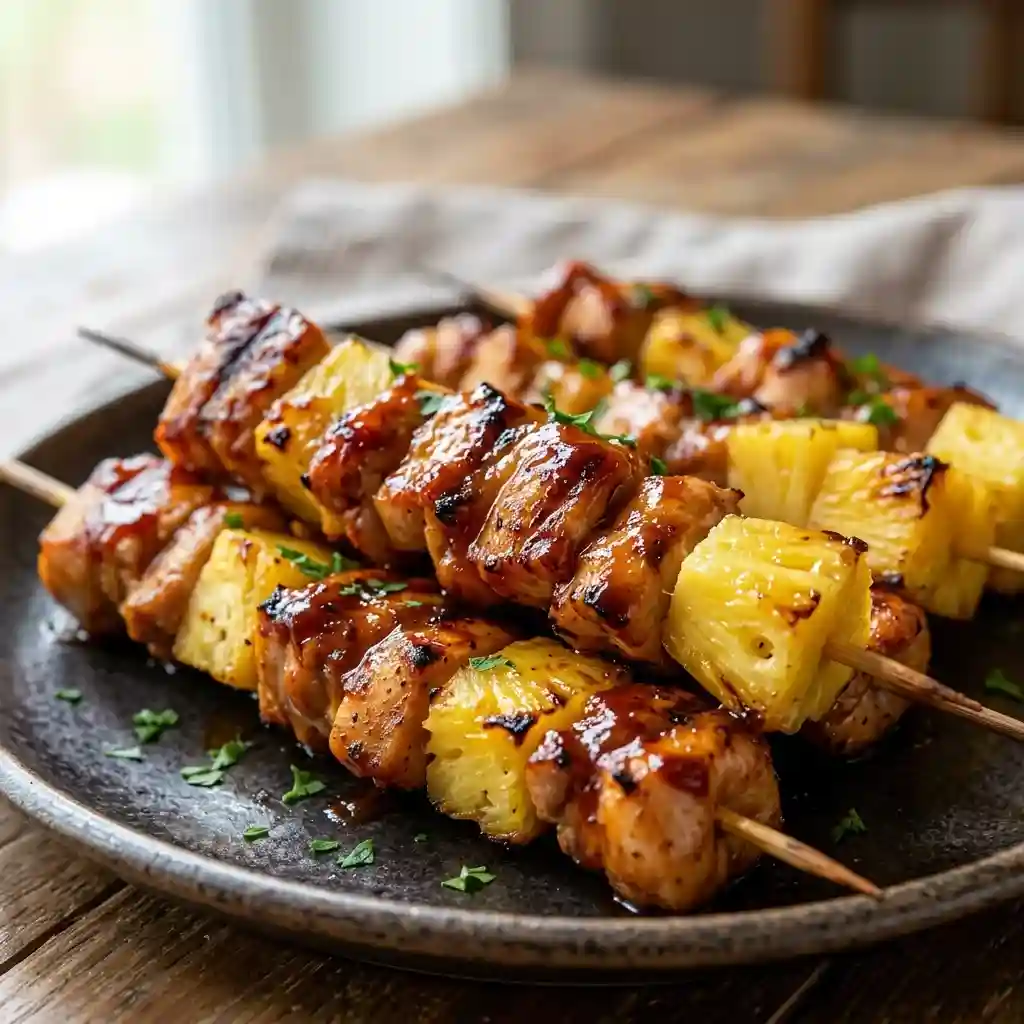 Pineapple BBQ Chicken Skewers