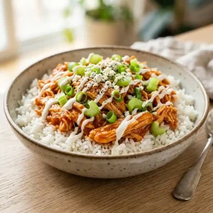 Slow Cooker Buffalo Chicken Rice Bowls